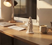 Figurine de déesse à capuche imprimée en 3D sur mesure, statue de dame gothique miniature, décoration d'intérieur, sculpture de personnage fantastique, blanc, DIY