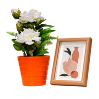8 pak harga murah pot bunga balkon taman Modern kecil Set pot bunga melamin warna-warni plastik bulat 5 inci