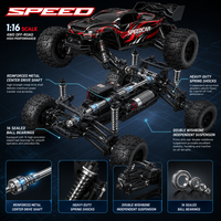 Voiture RC 4x4 haute vitesse 2,4 GHz, Monster Truck tout-terrain entièrement proportionnel, Buggy télécommandé avec barre anti-roulis YH16001 1/16, chargeur inclus