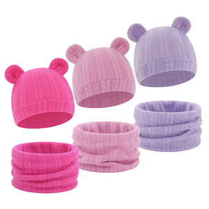 <span class=keywords><strong>Pull</strong></span> à oreilles de blé de couleur unie européenne et américaine Chapeau <span class=keywords><strong>Mickey</strong></span> Chapeau pour bébé Écharpe chaude double face Ensemble deux pièces pour bébé - Product Image 2