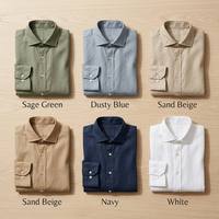 Kemeja Kerja Pria Kerah Mandarin Linen Oxford Lengan Panjang Kasual Kantor Ukuran Besar Berkualitas Tinggi Bernapas Grosir