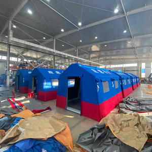 Tente gonflable d'urgence personnalisée 12 places, assemblage automatique monocouche, 6-8 personnes, imperméable, rouge et bleue - Product Image 3