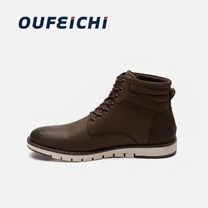 Custom Logo Fashion Designer Classy Leather Boots With Black Men's Ankle Leather Boots For Men