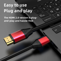 Câble Ultra HDM I haute vitesse 4K60Hz avec connecteurs plaqués or, boîtier en aluminium rouge pour PS5 Xbox 4K TV Projecteur Home Cinéma