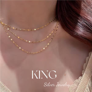 Collar de Plata de Ley Chapado en Oro de Tres Capas King Silver Jewelry, Joyería de Moda de Estilo Vintage Brillante - Product Image 2