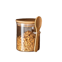 Organisateur de rangement de cuisine au design moderne, bocaux en verre avec couvercles en bambou, récipients à épices et à café pour le stockage des aliments