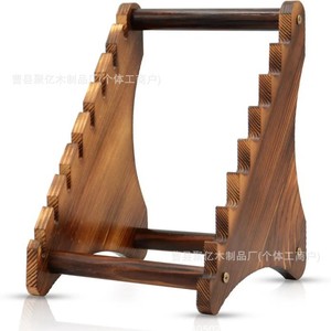 Wooden Knife Display Rack Solid Wood <b>Desktop</b> Organizer Standing Type Rectangle Shape Multipurpose Storage - Product Image 1