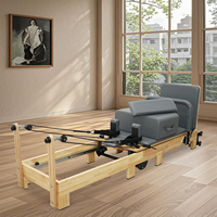 Equipo de Entrenamiento de Yoga para el Hogar con Certificación CE, Reformer de Pilates de Madera de Arce de Primera Calidad, Personalizado, Plegable, Color Rosa 95