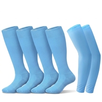 Chaussettes de baseball bleu clair, hauteur genou, respirantes, protection UV, compression, rafraîchissantes, élastiques, tricotées, hiver