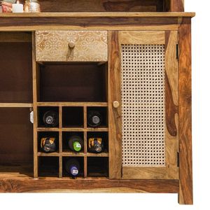 Mueble Bar de Madera de Mango, Acabado Natural, Mueble para Almacenamiento de Vino para Hogar, Bar, Cocina, Comedor, Restaurante, Cafetería, Hotel - Product Image 6