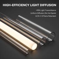 Tube diffuseur rond personnalisé pour éclairage LED T8 T10, en polycarbonate laiteux givré, abat-jour d'usine