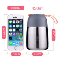 Récipients alimentaires thermos sous vide isolés étanches de 430ml 630ml, flacon alimentaire avec cuillère pliante