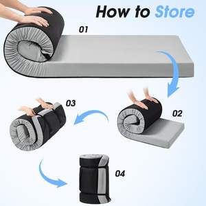 Materasso portatile in Memory-Up da 3 pollici per materassino da campeggio con fondo antiscivolo per camion da viaggio tenda culla per il letto degli ospiti - Product Image 5