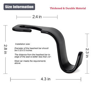 Nouveau crochet universel pour appuie-tête de voiture, organisateur de rangement noir pour sac à main, sac à bandoulière, manteau, adapté aux véhicules - Product Image 4