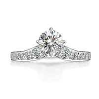 Anelli di Fidanzamento Crown Jewel in Platino Pt950 con Diamanti Coltivati in Laboratorio, Design Artistico di Lusso a 4 Punte per Donne
