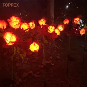 टोपरेक्स एलईडी गुलाब प्रकाश पर्यावरण के अनुकूल टिकाऊ कृत्रिम गुलाब स्टैंड फूल एलईडी प्रकाश के साथ