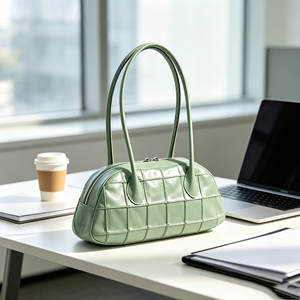 Women Metallic Green Quilted Shoulder Bag Retro Grid Pattern Long Handle <b>Handbag</b> Ladies <b>Small</b> Underarm Purse - Product Image 2