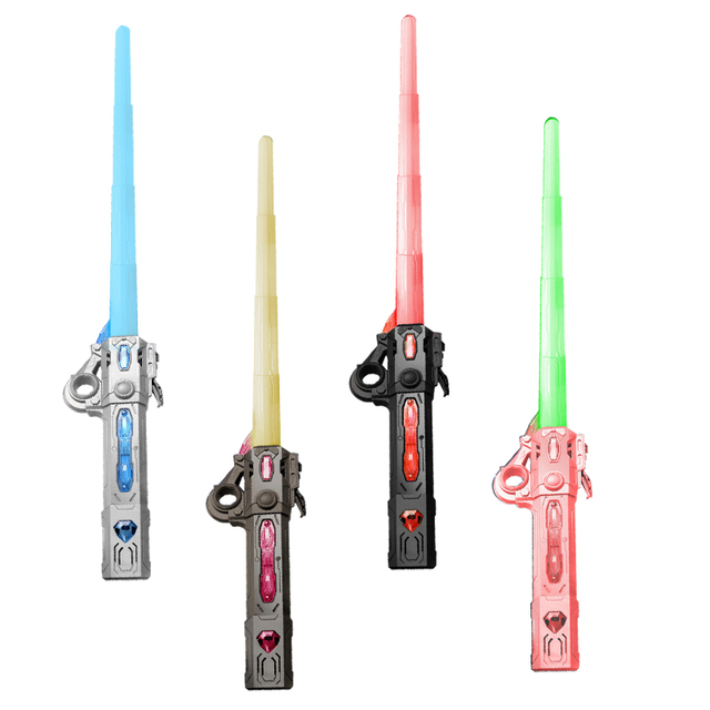 Hot Kids Multifunctional Extendable Lightsaber Laser Sword Toy Flashing Glowing Plastic Toy Sword