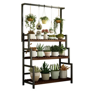 Support à fleurs/étagère à plusieurs niveaux, adapté aux balcons, aux salons, aux rebords de fenêtre et à une utilisation en intérieur ; fabriqué en fer forgé et - Product Image 5