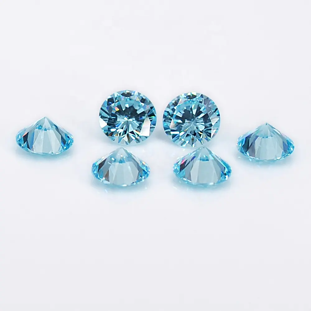 Popular in buyer stock price CZ gemstone Fake diamond round cut light aquamarine synthetic cubic zirconia for jewelry