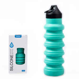 Botella de agua plegable de silicona superventas transfronteriza, a prueba de fugas, con tapa articulada, creativa, telescópica, portátil para ciclismo - Product Image 3