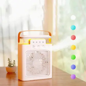 Tragbarer Luftbefeuchter Lüfter Klimaanlage kleiner Luftkühler Hydrokühlung tragbarer Mini-Tischventilator mit Led-Licht%