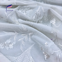 Tissu Jacquard Tricoté à la Maille avec Broderie Feuille d'Or Métallique, Velours Respirant, Paillettes Robustes, Autres 260 GSM, Robe de Mariée Filles