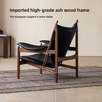 Fauteuil de chef africain style italien en tissu antistatique avec pieds en bois de frêne pour salon, balcon, loisirs, mobilier de maison SFY018