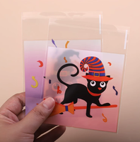 Sacs OPP autocollants pour Halloween, motif citrouille, fantôme, chat, sacs en plastique transparent pour bonbons, biscuits, friandises, emballages cadeaux pour fêtes