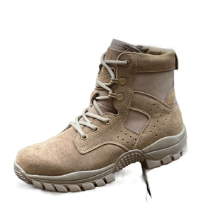Bottes de combat mi-hautes en cuir marron imperméable avec semelle extérieure en caoutchouc et talon bas pour l'entraînement en extérieur - Product Image 5