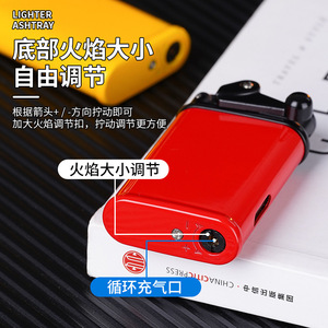 Briquet à bascule au design de dessin animé, rechargeable, transparent, résistant au vent, flamme rouge, en alliage de zinc, cadeau personnel - Product Image 3