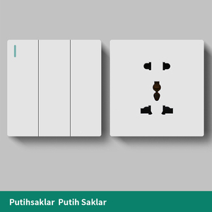 Enchufe universal de 5 pines con panel de latón y hierro en color blanco, con 2 tomas duraderas, ideal para uso residencial y general. - Product Image 3