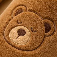 Chaussons d'intérieur unisexes en peluche à bout fermé, motif ours de dessin animé, avec broderie, semelle intérieure en mousse à mémoire de forme et semelle extérieure antidérapante en EVA