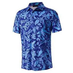 T-shirt polo Golf pria cetak sublimasi termal kustom kaus lengan pendek kasual kemeja luar ruangan kualitas tinggi