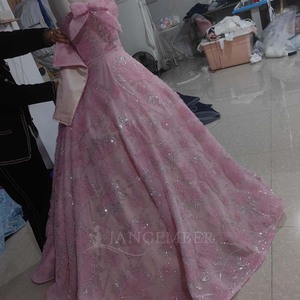 Lsany239 Quinceanera Shinny Lace Top Corset Princess Dress For Teenagers Girls 15 Years Off-Shoulder Pink Lady Skirt Jancember - Product Image 5
