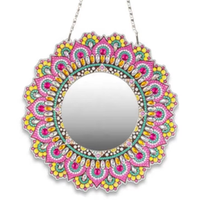Specchio per Trucco con Pittura Diamante 5D, <span class=keywords><strong>Mandala</strong></span> in Cristallo, Specchio Alieno Fai-da-Te, Ciondolo in Acrilico con Diamanti su Un Lato - Product Image 4