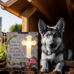 Estilo religioso <span class=keywords><strong>Biblia</strong></span> Cruz Solar jardín luces resina mascota Memorial tumba piedra decoraciones para césped Patio o cementerio - Product Image 1