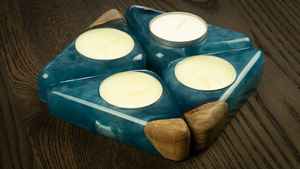 ที่ใส่เทียนเรซิ่นและไม้ระดับพรีเมียม ทำด้วยมือจากไม้เนื้อแข็งและเรซิ่น ดีไซน์ทันสมัยและใช้งานได้จริง เหมาะสำหรับบรรยากาศโรแมนติก - Product Image 4