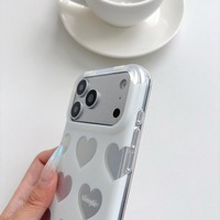 Coques de téléphone chromées argentées pour iPhone 17 16 Pro Max, design mignon en forme de cœur, coque de téléphone antichoc