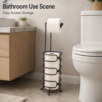 Support de papier toilette autoportant en métal personnalisé avec rangement pour 3 rouleaux, organisateur de salle de bain, fabricant OEM ODM