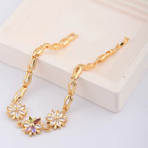 Multiple Chain Bracelet <strong>for</strong> Women Gold Plated Cubic Zirconia Flower Bracelet Party Anniversary <strong>Jewellery</strong> Gift <strong>for</strong> Women/<strong>Mum</strong>/Wife - Product Image 2