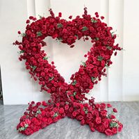 Romantisch dromerig bloemstuk van zijde, hartvormig, handgemaakt, met metalen frame, gemaakt in China, voor bruiloft of verloving.