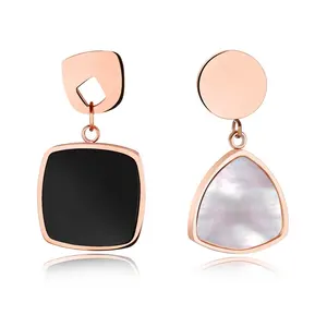 Hot Sell Simple Jewelry Rose Gold Pearl Oysters New York Luxury Stone Earring For Women