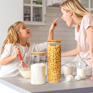 Pot de stockage de qualité alimentaire au design minimaliste récipient à couvercle en bois pour collations à spaghetti forme en conserve avec capacité de stockage scellée - Product Image 2