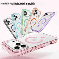 Coque de téléphone magnétique en acrylique, 6 couleurs pastel, anti-jaunissement, transparente pour iPhone 15-17 Pro Max, prise en charge du logo personnalisé