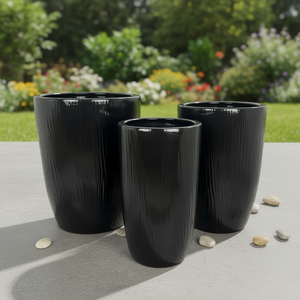 Vente en gros de 3 pots de plantes en céramique pour jardin d'intérieur de tailles moyennes pot rond en céramique pour plantes en pot d'extérieur et d'intérieur - Product Image 2