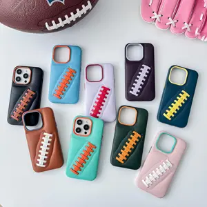 Nueva funda innovadora de cuero con diseño de Rugby a prueba de golpes para teléfono móvil IP 11 12 13 PRO 14 PRO MAX 15 PRO MAX 15 Plus