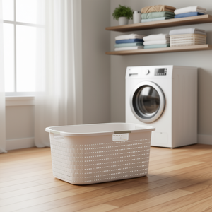 Cesto para Ropa Country de 40 L, Plástico Blanco con Asas para Almacenamiento de Ropa - Product Image 3