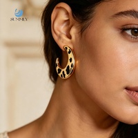 Boucles d'oreilles vintage SUMMLY à imprimé léopard, plaquées or 18 carats, en acier inoxydable, bijoux tendance à imprimé animal