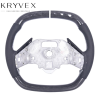 Volante Deportivo Personalizado Kryvex para Chevrolet Corvette C8 2020+, de Cuero y Fibra de Carbono, con Base Plana y Pantalla LED